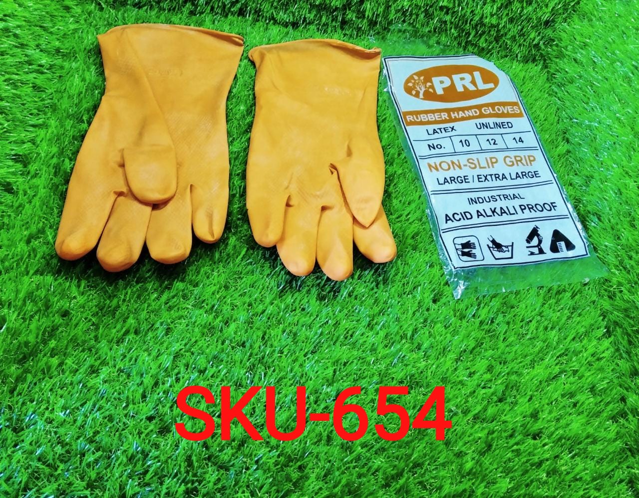 - Cut Glove Reusable Rubber Hand Gloves (Orange) - 1 pc