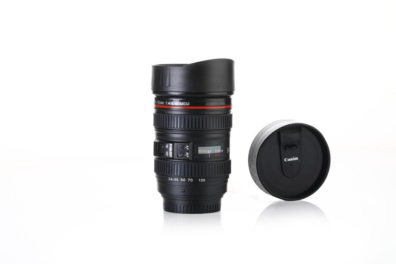 Camera Lens Shaped Coffee Mug Flask With (1 Lid Only)