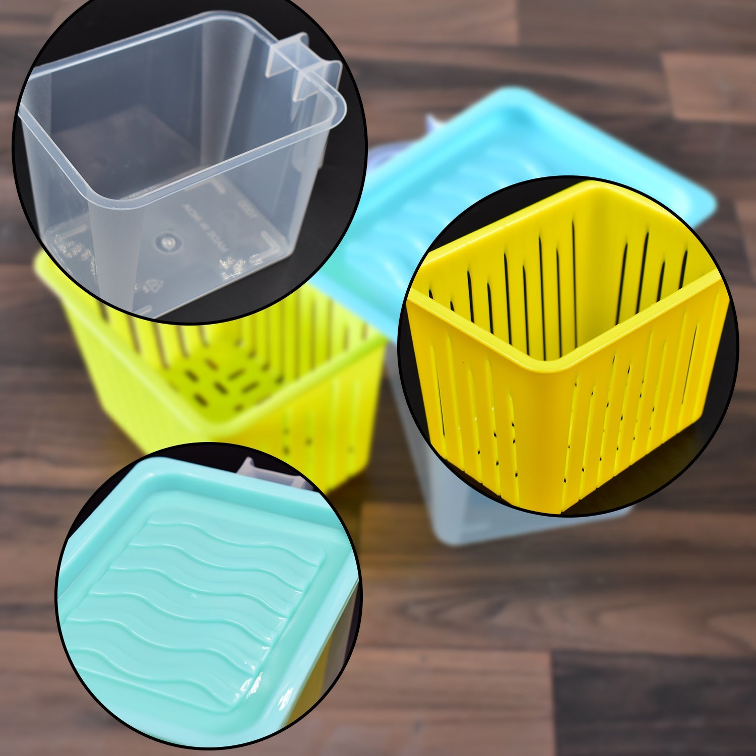 Fridge Storage Containers with Handle Plastic Storage Container for Kitchen(4 Pcs Set)