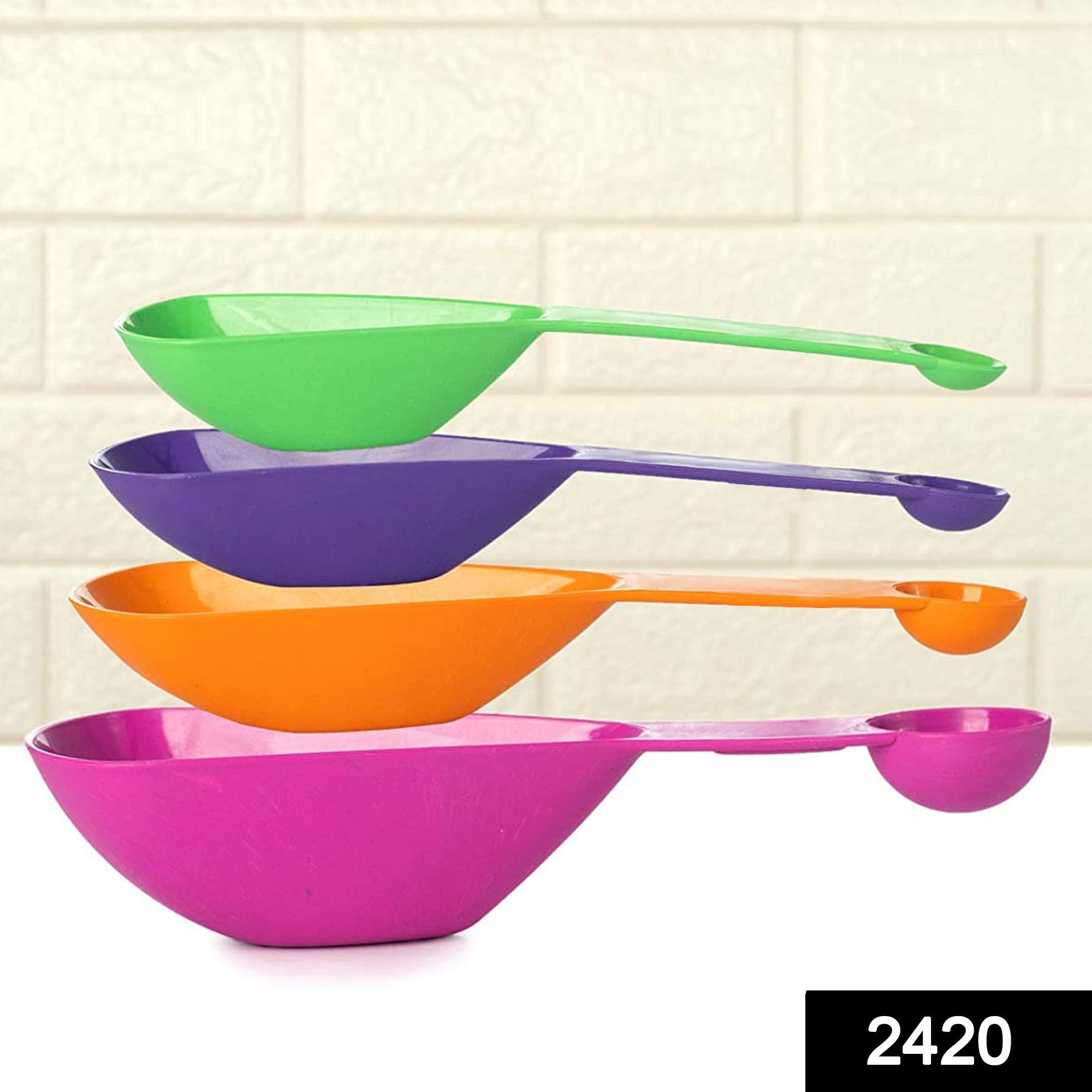 Plastic Double Side Measuring Cups and Spoons for Kitchen (Pack of 4)