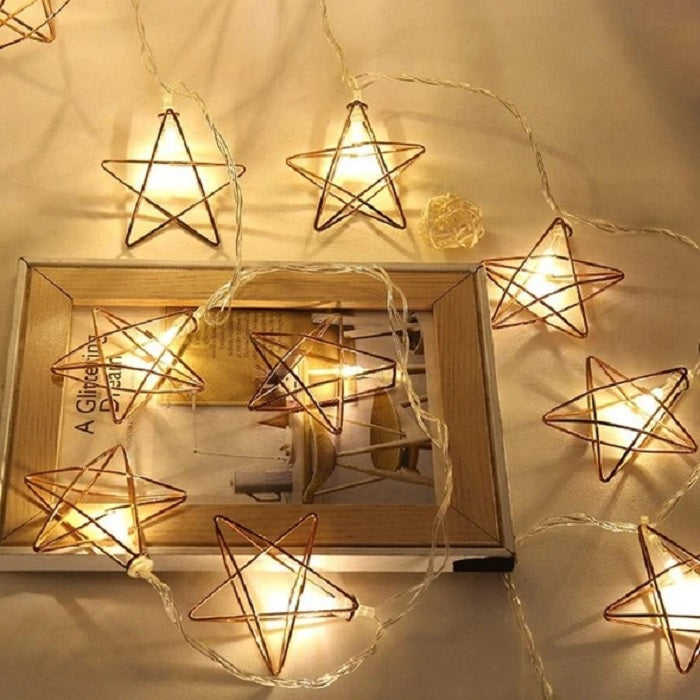 Rose Gold Star LED Light 10 Lamps