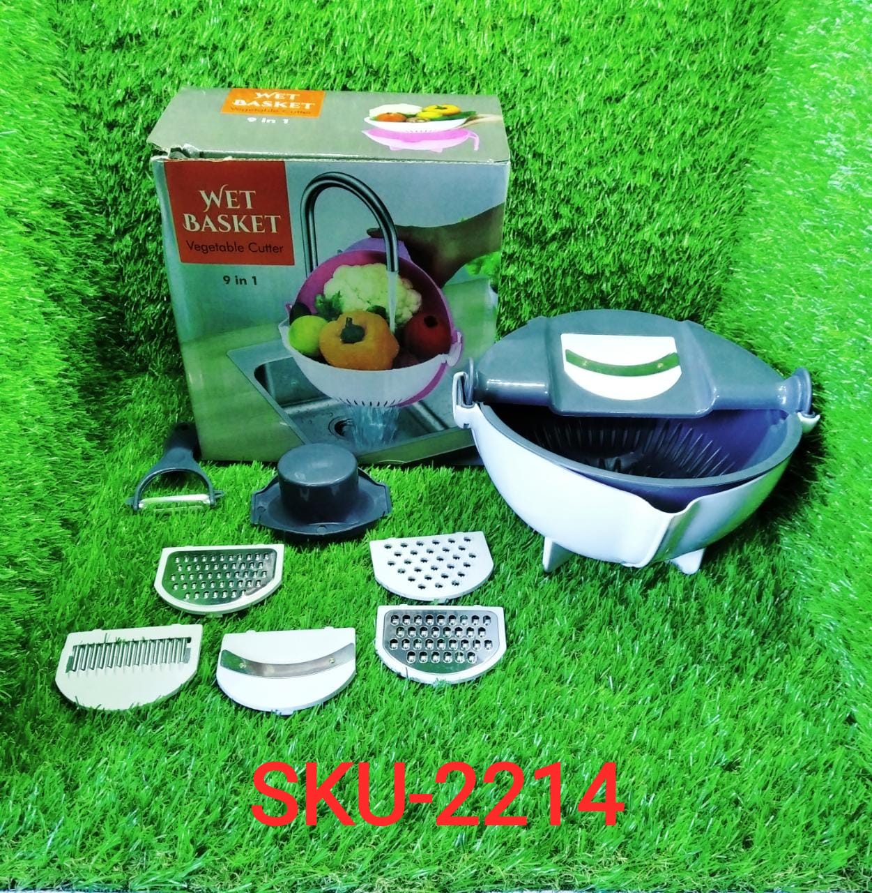 Multifunctional Vegetable Fruits Cutter Shredder with Rotating Drain Basket