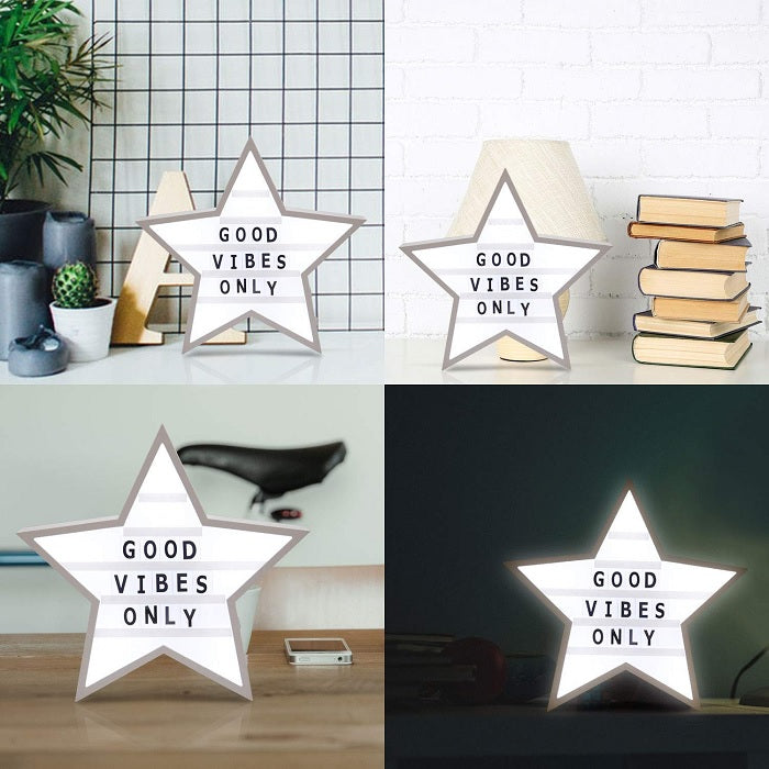 Star Shaped Cinematic Light Box With Letters and Symbols