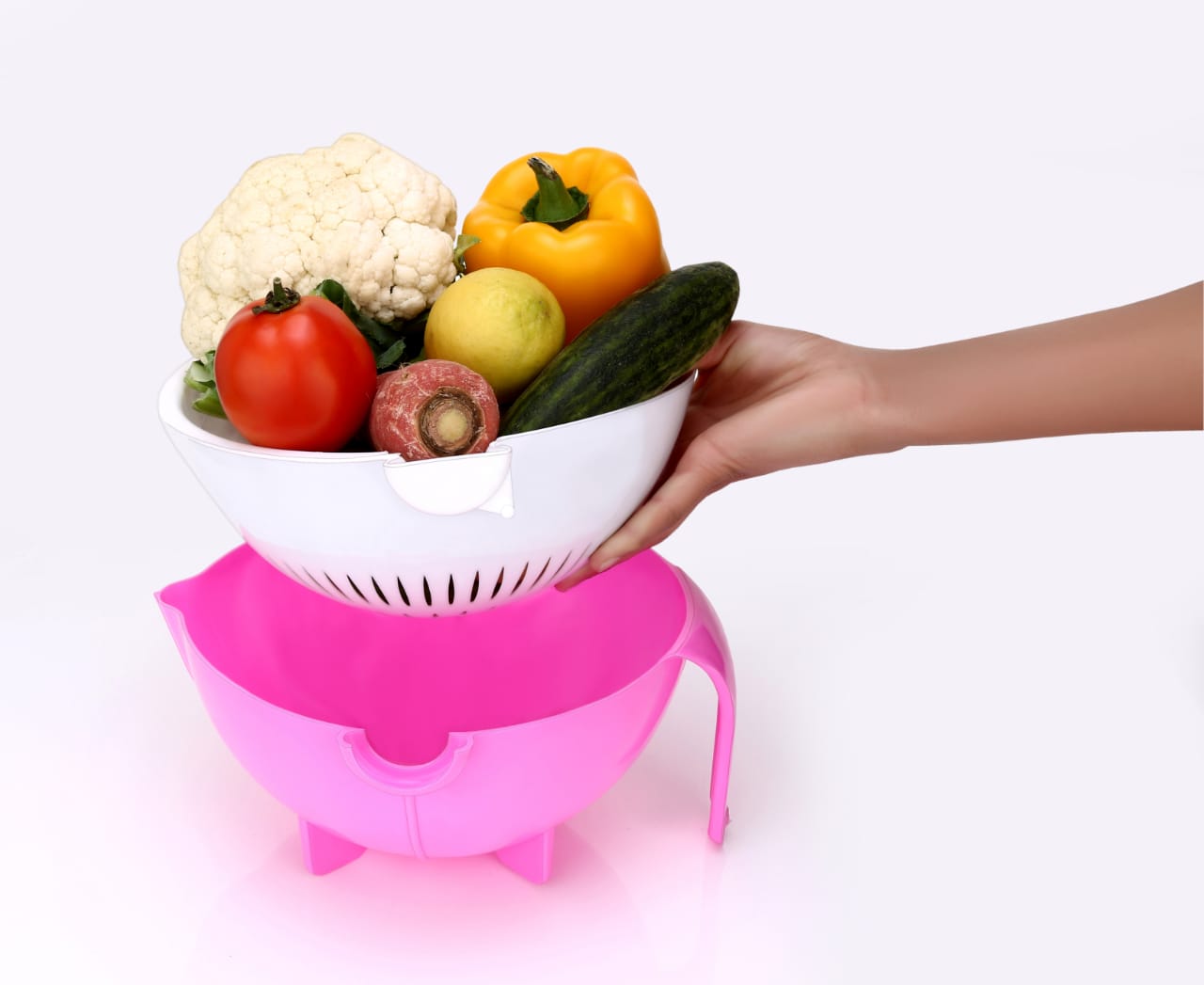 Multifunctional Vegetable Fruits Cutter Shredder with Rotating Drain Basket