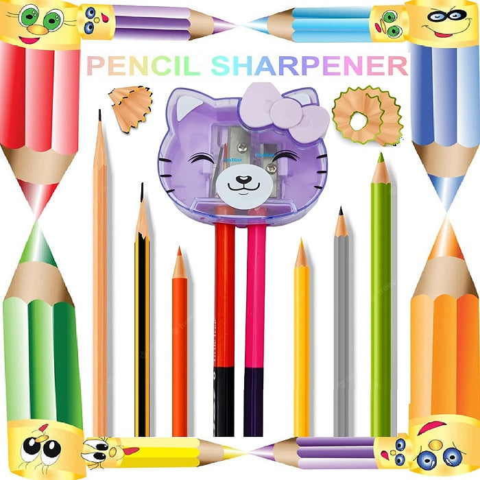 Cute Kitty Double Blade Sharpener (Pack of 2) (Random Colour)