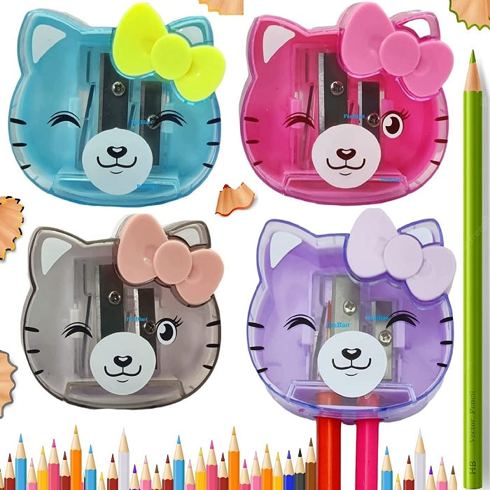 Cute Kitty Double Blade Sharpener (Pack of 2) (Random Colour)