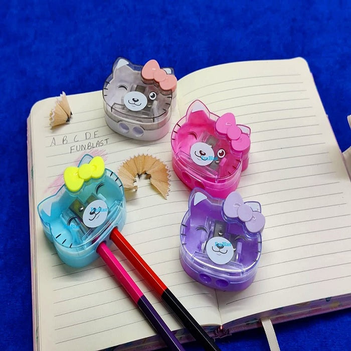 Cute Kitty Double Blade Sharpener (Pack of 2) (Random Colour)