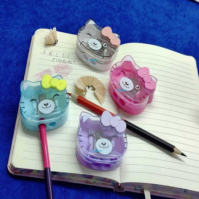 Cute Kitty Double Blade Sharpener (Pack of 2) (Random Colour)