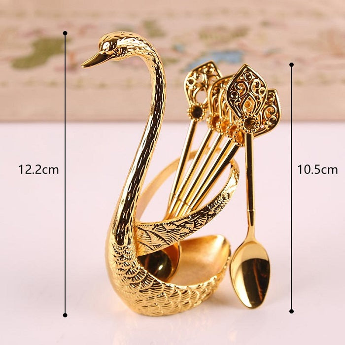 6 Pcs Spoon with Decorative Swan Stand_1