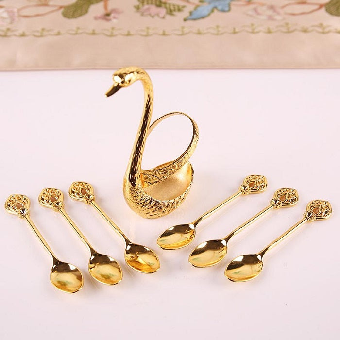 6 Pcs Spoon with Decorative Swan Stand_1