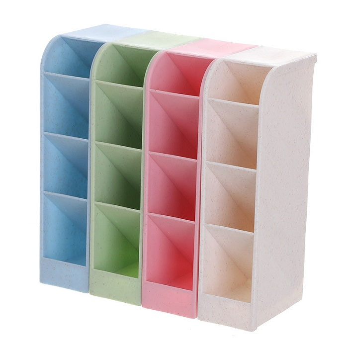 4 Grid Desktop Pen Cum Cosmetic Holder (Random Color)