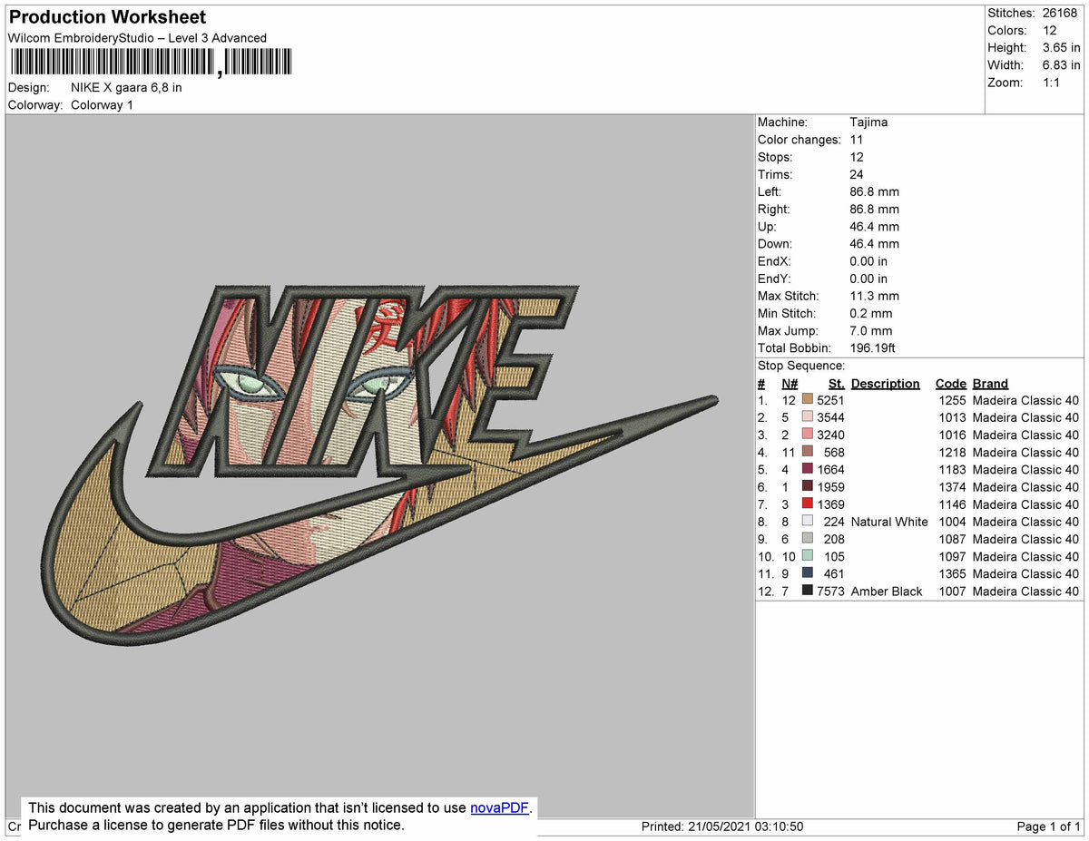 Gaara X Nike embroidery – embroiderystores