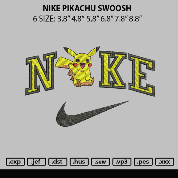 Nike Pikachu Swoosh Embroidery File 6 sizes – embroiderystores