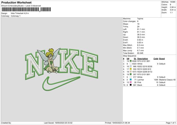 Nike Tinkerbell V3 Embroidery File 6 sizes – embroiderystores