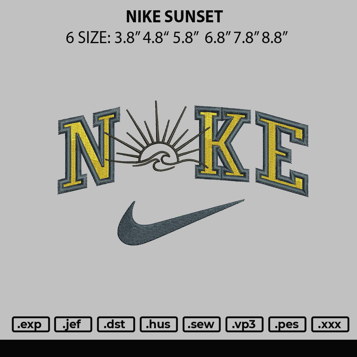 Nike Sunset Embroider File 6 sizes – embroiderystores