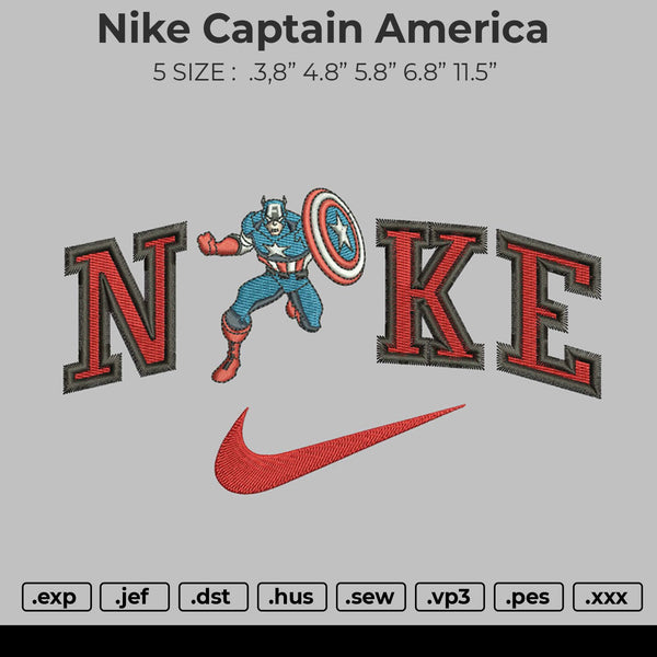 por supuesto Día del Niño principio Nike Captain America Embroidery – embroiderystores