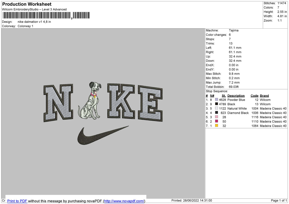 Nike Dalmation v1 Embroidery – embroiderystores