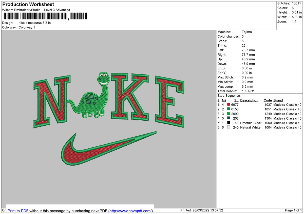 Nike Dinosaurus Embroidery – embroiderystores
