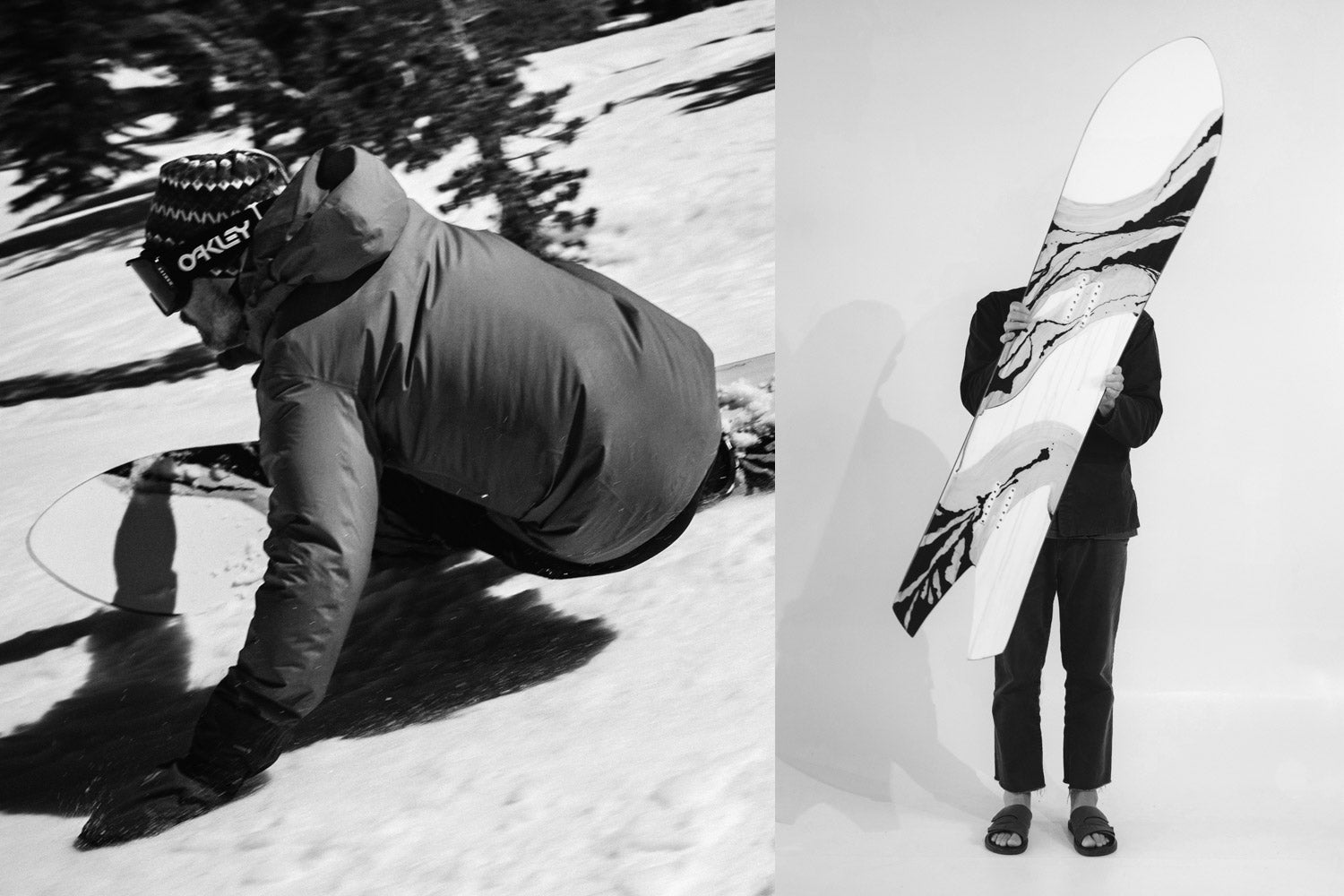 KORUA x Album Collab - riding artist snowboards in mammoth