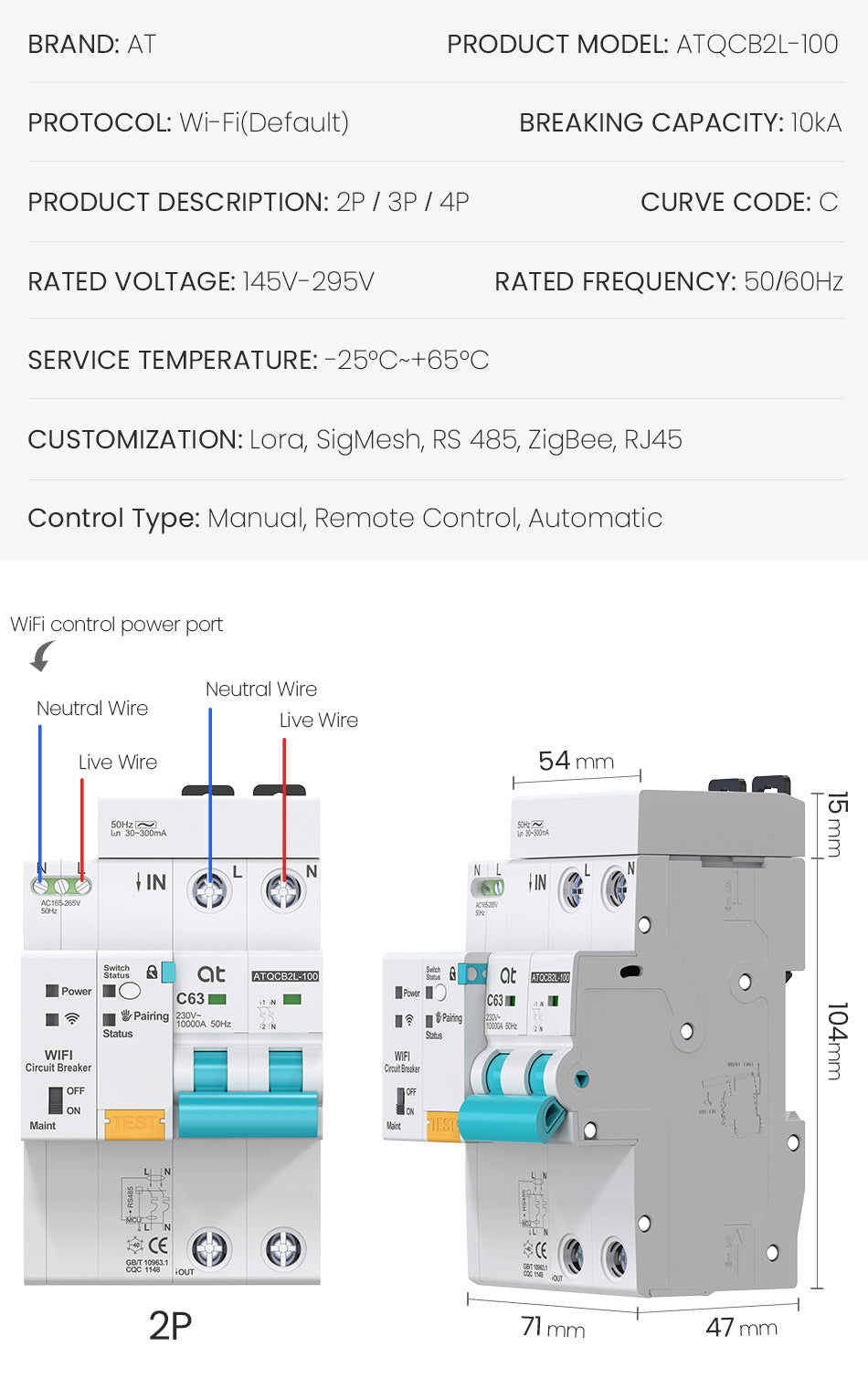 Paramètre Smart Circuit Breaker RCBO