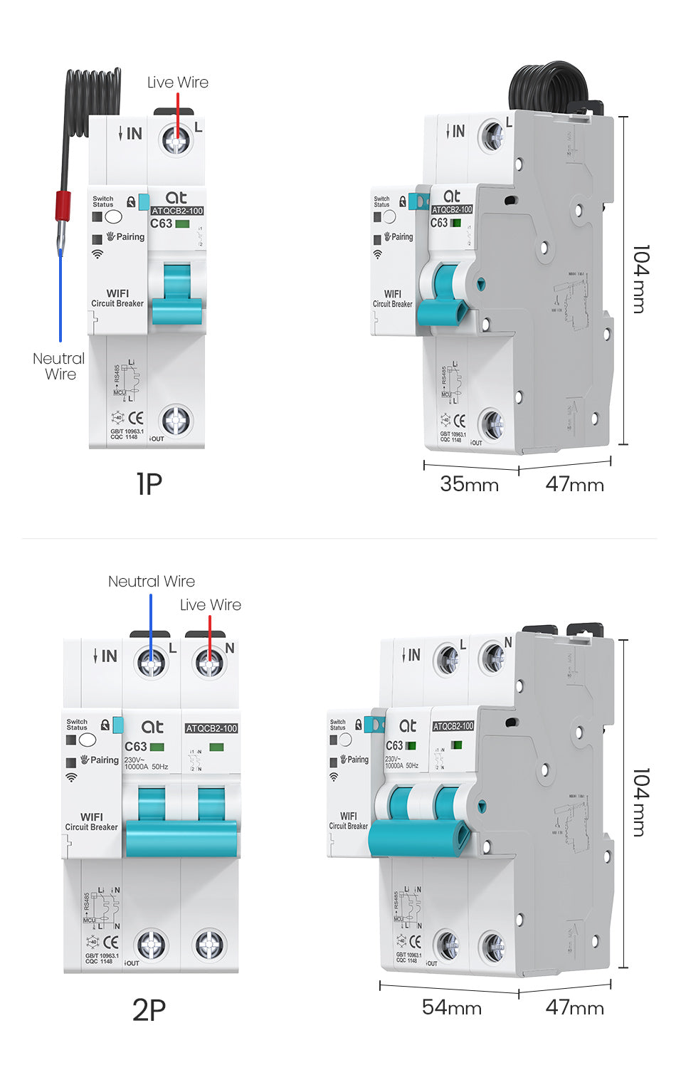 WIFI Smart Circuit Breaker wiring