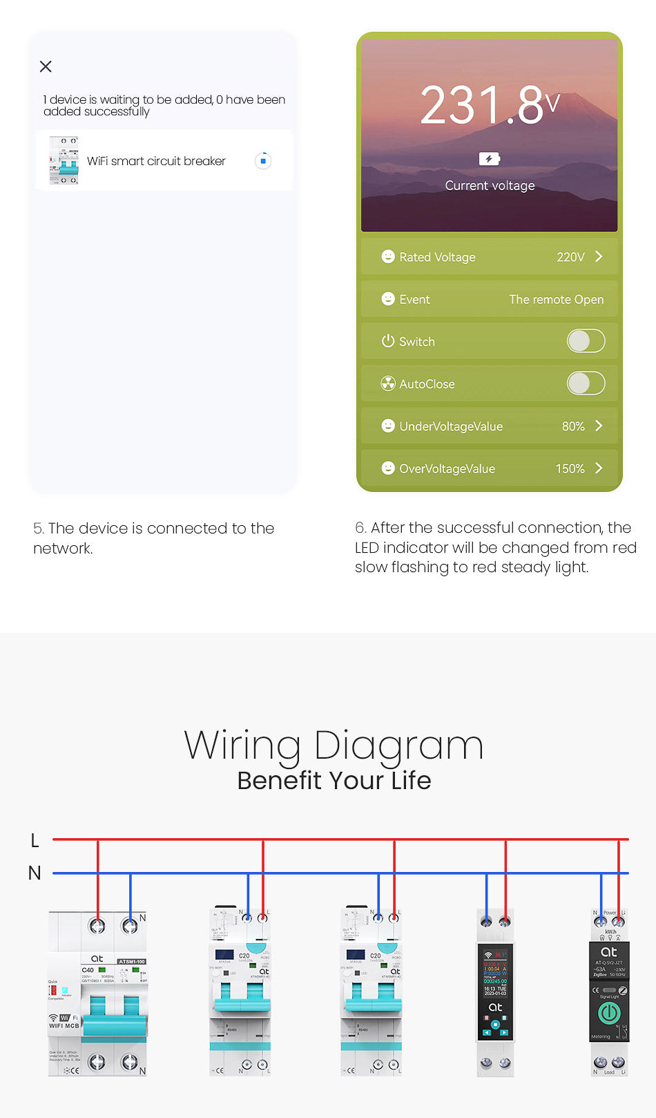 Διάγραμμα καλωδίωσης Smart Circuit Breaker WiFi