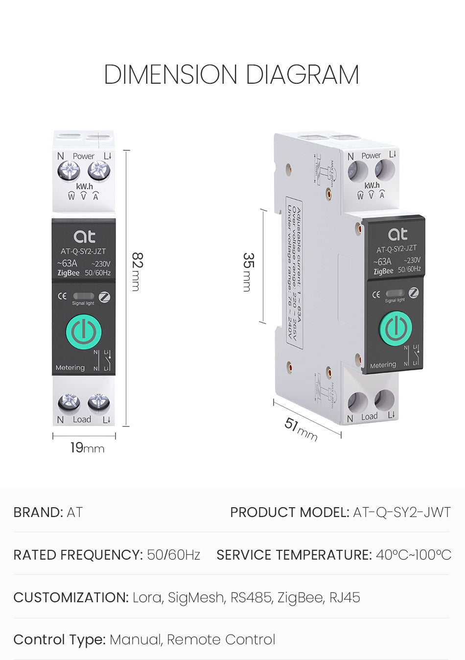 ZigBee Smart Relay dimension