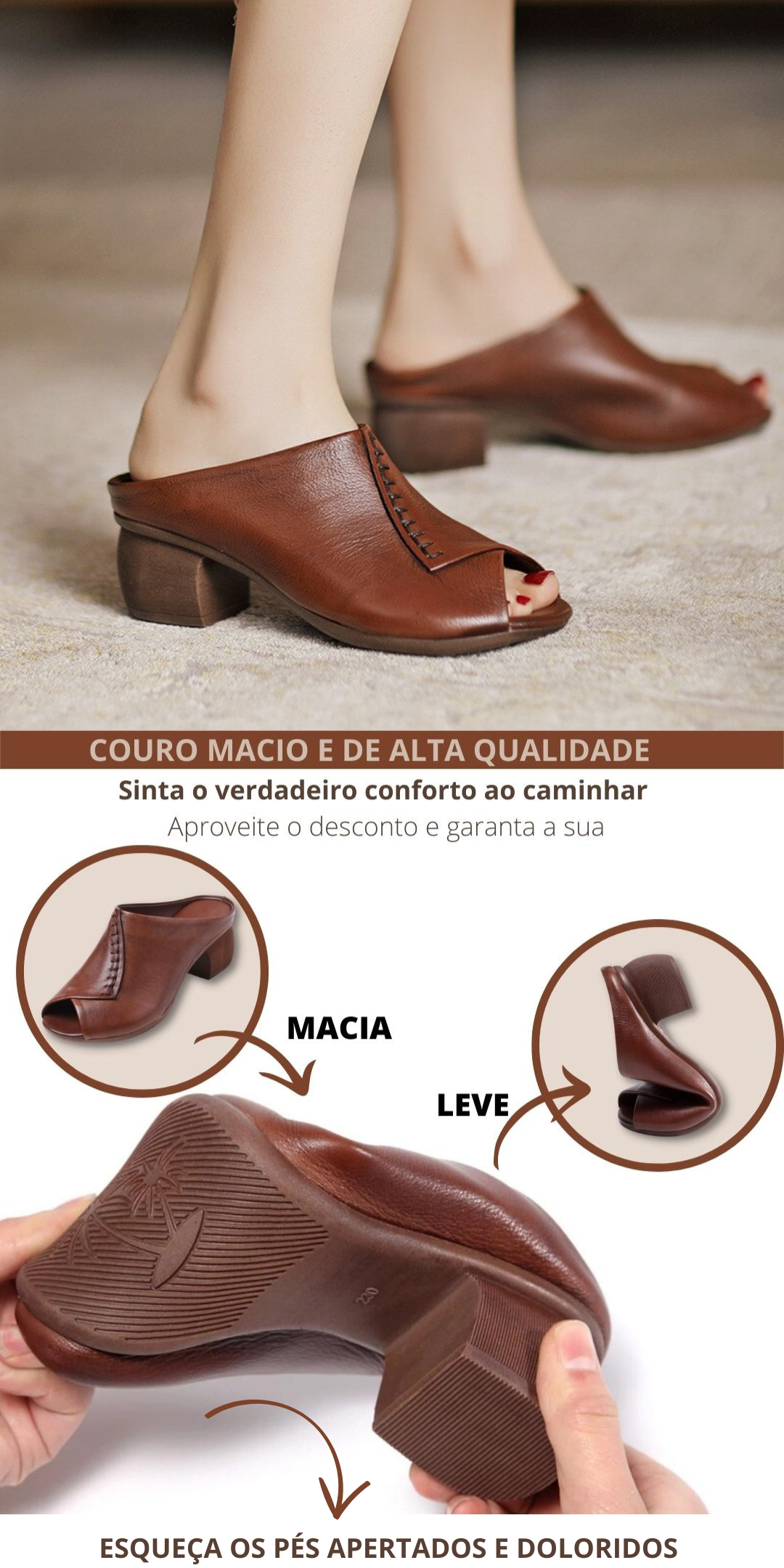 tamancos  tamanco de couro  sapatos para diabeticos  Sapatos Femininos de Couro Abertos Respiráveis  sapatos femininos  Sandálias Ortopédicas  sandália ortopédica feminina  Sandália Feminina de Couro  Melhor sapato ortopédico feminino