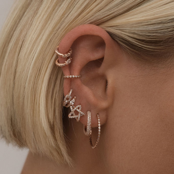 14K Gold Plated Heart Hoop Earrings CZ Stud Stackable Multiple Piercin –  Wowshow Jewelry