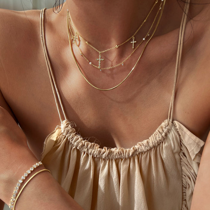 Gold Nigel Tennis Necklace, Adorn Luxe