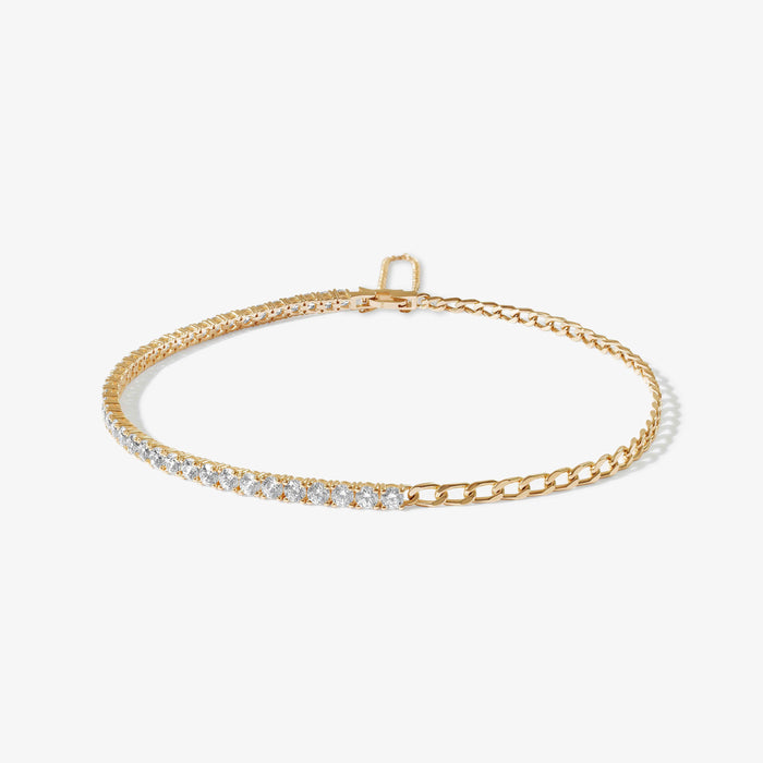 STONE AND STRAND Alphabet 14-karat gold diamond bracelet