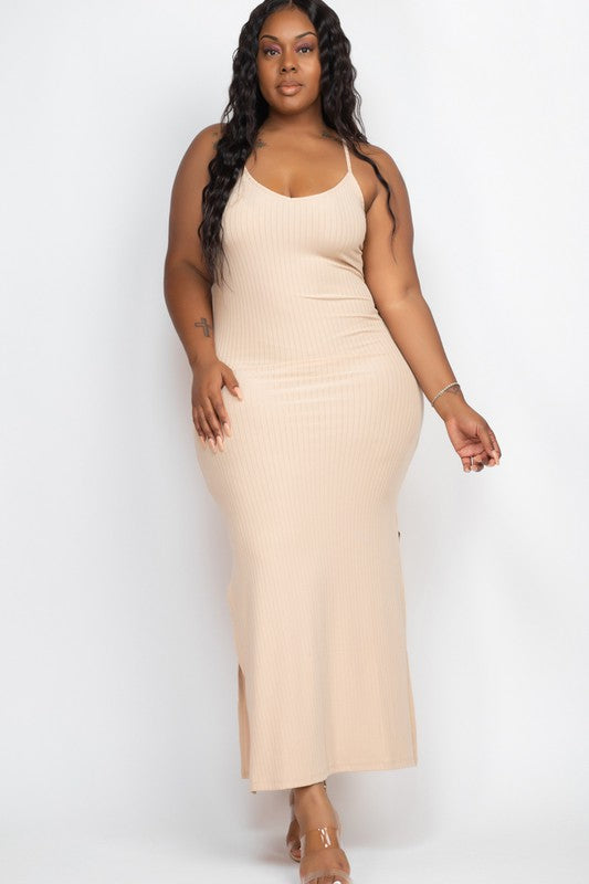 lysere Kvalifikation Reskyd PLUS SIZE Ribbed Side Slit Long Cami Dress – The Chic Cinderella