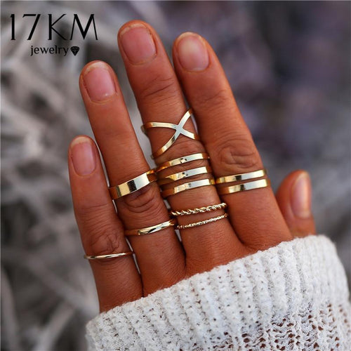 IPARAM Bohemian Vintage Crystal Geometric Joint Ring Set for Women Star  Moon Personality Design Ring Set Party Jewelry Gift