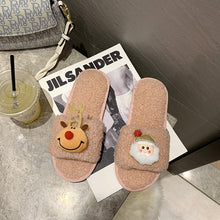 Load image into Gallery viewer, Children&#39;s Christmas Tree Slippers Autumn and Winter Elk Cartoon Home Cotton Slippers Flat Slippers for Women