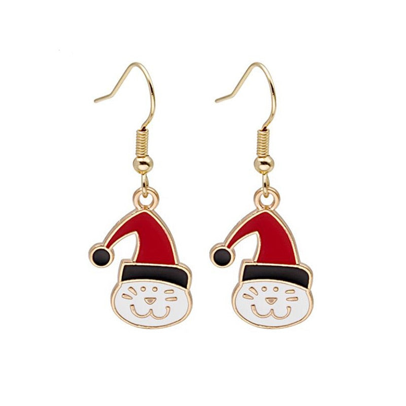 Christmas Gift New Trendy Statement Christmas Tree Earrings For Women Santa Claus Snowman Drop Earrings Jewelry Girls Christmas Gifts Wholesale