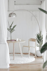 repainted wooden table and chairs in white