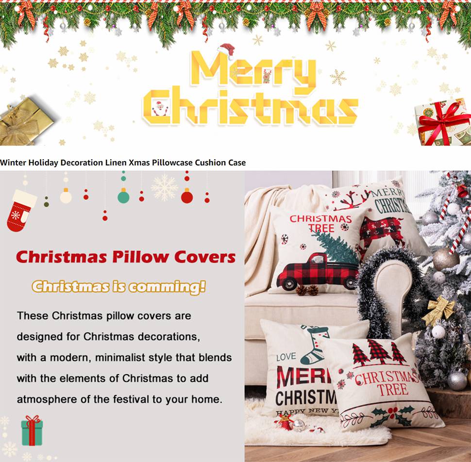 Christmas Pillow Covers, Christmas Decorations Throw Pillow Covers, Set of  4 Throw Pillow Cases with Holiday Decor, Buffalo Plaid Sofa Pillow Case  Winter Decorations,18x18 Inches,Plaid Blue 