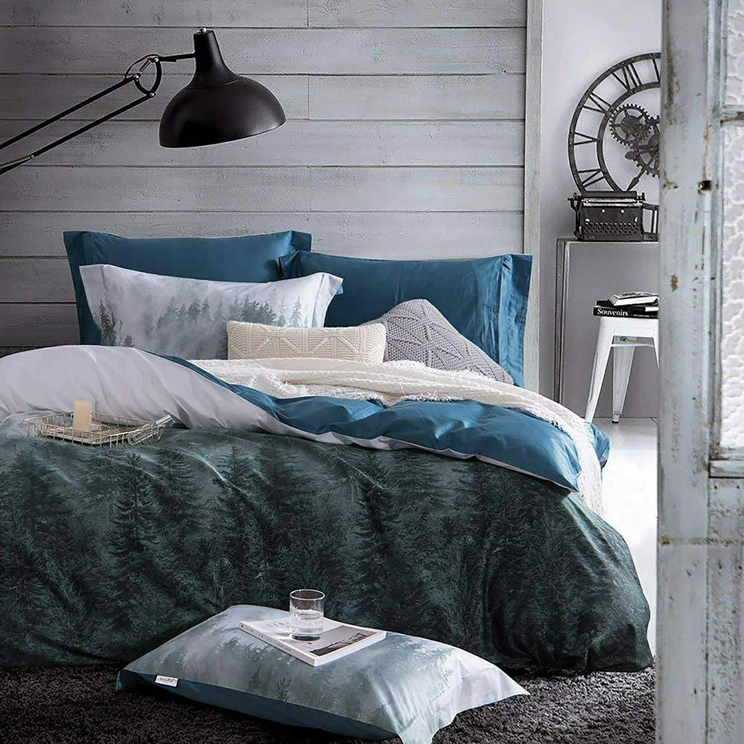 High-density Microfiber 3 PCS Duvet Cover Set - Sage Green Seersucker