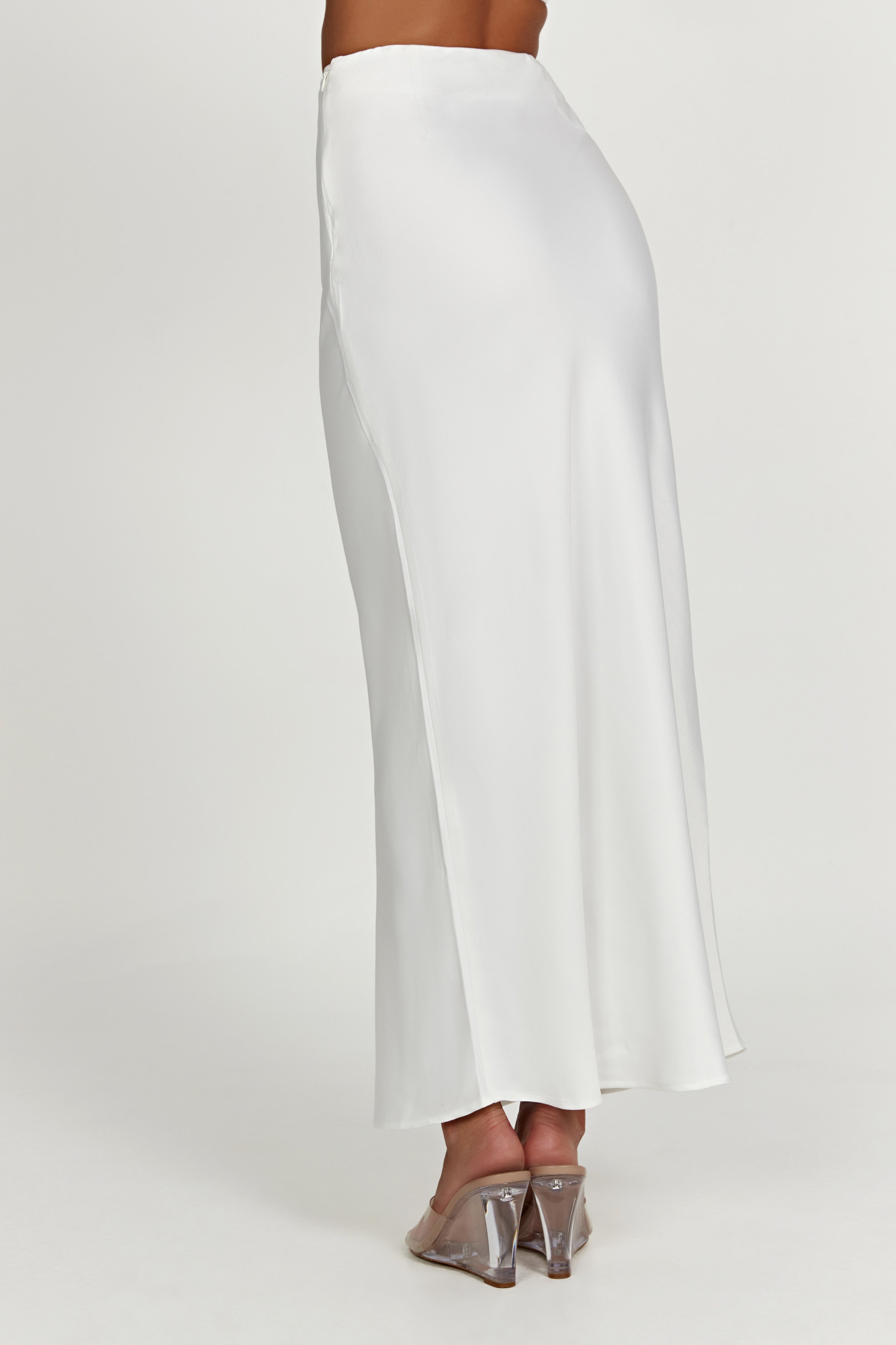 Missy Maxi Satin Skirt – White