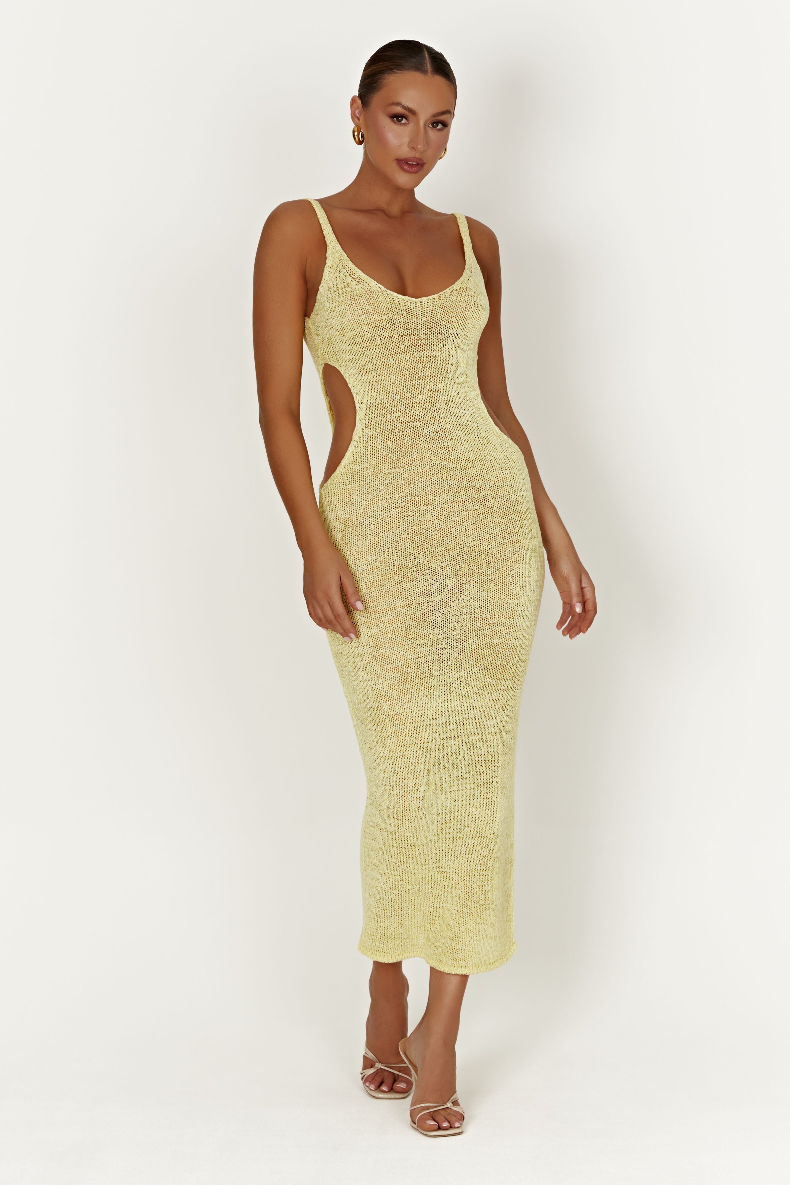 Shae Scoop Neck Knit Midi Dress – Lemon