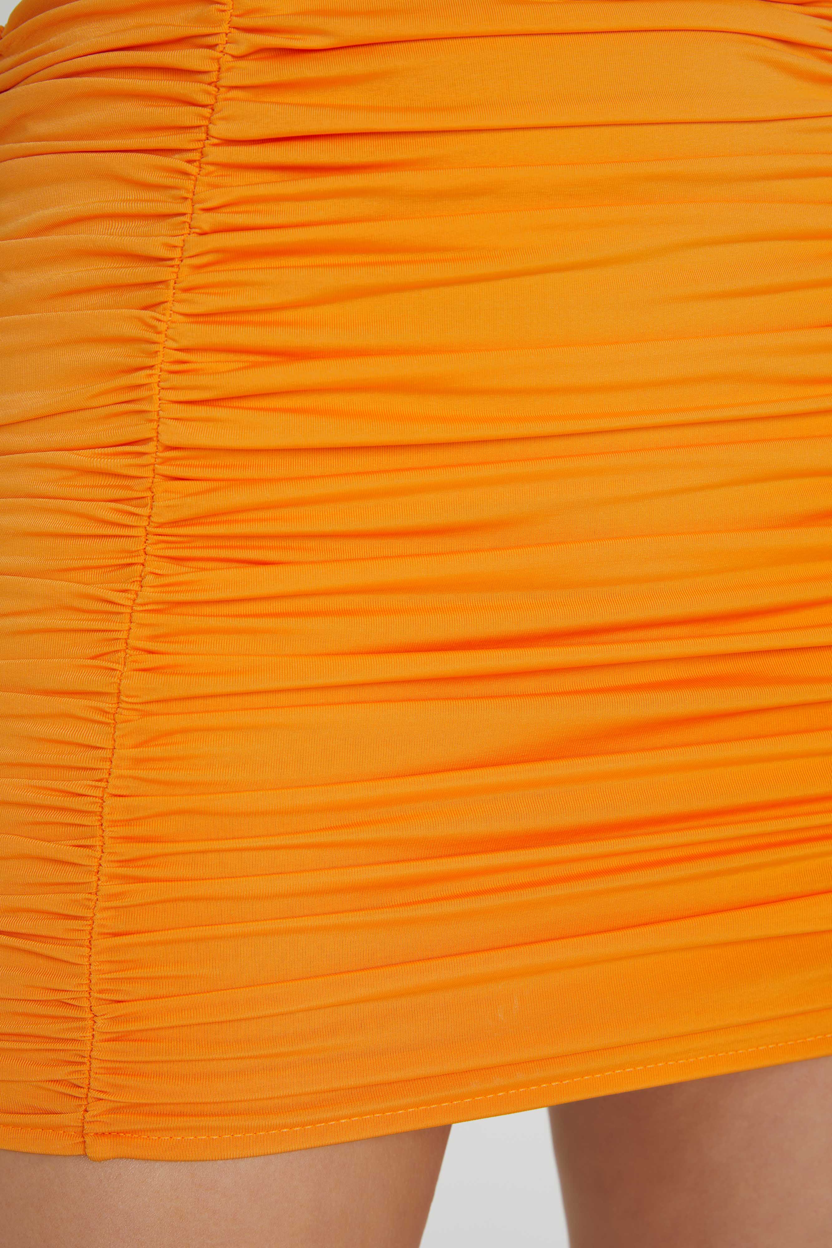 Lillian Jersey Gathered Mini Skirt – Orange