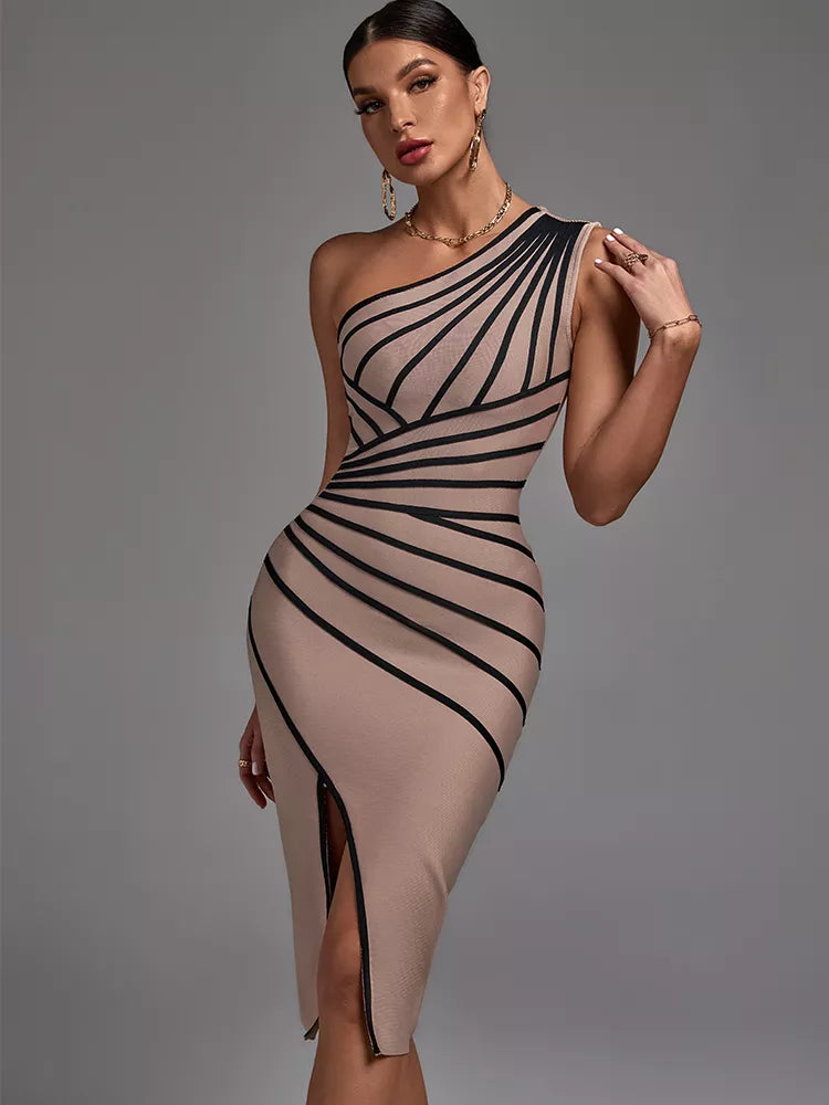 One Shoulder Bandage Dress Elegant