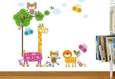 Colourful Jungle Animal Butterfly Wall Sticker wall decals 1