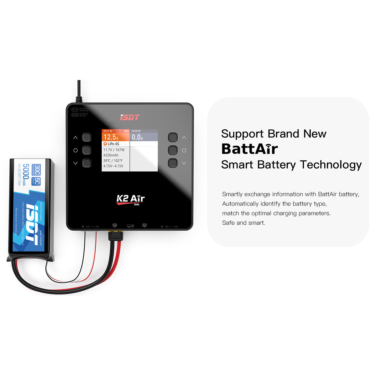 K2 Air Bluetooth Remote Control Lipo Charger,AC/DC 200W/500Wx2 20A Smart  Balance Discharger/Charger