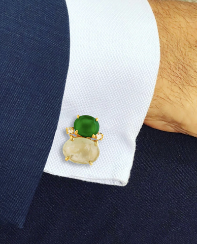 Bounkit’s Green Onyx & Prehnite Cufflinks