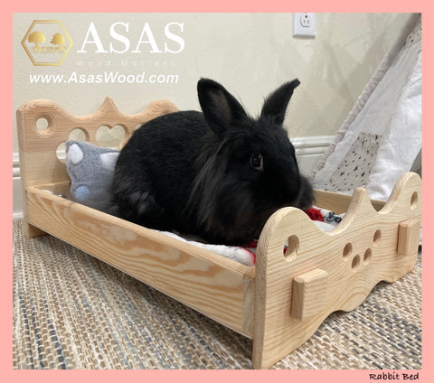 Rabbit bed, Asaswood handmade wooden bunny bed