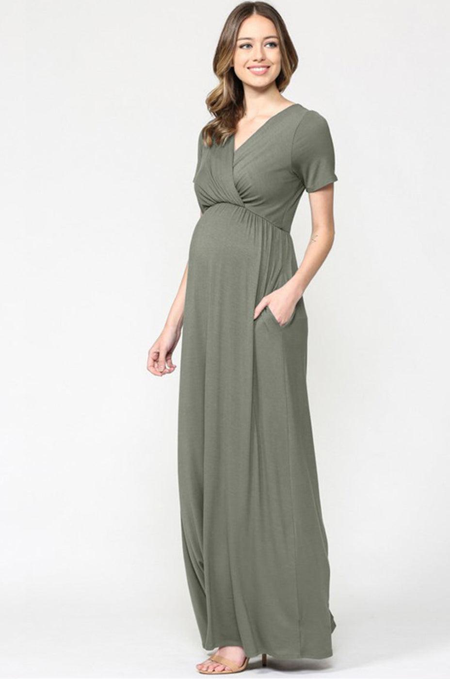 Bri Maternity & Nursing Maxi Dress in Olive - milk & baby – Milk & Baby