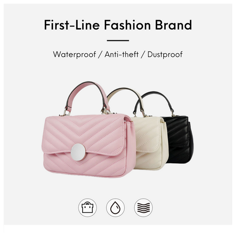 Pink, white and balck Linear quilted leather crossbody handbags