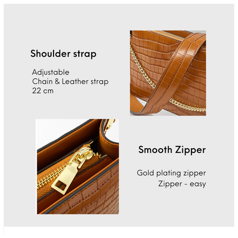 Croc-Embossed Chain Strap Shoulder Sling Bag