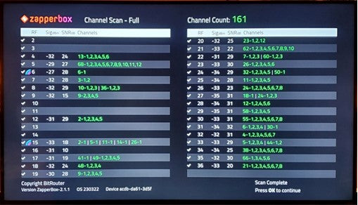 zapperbox channel scan